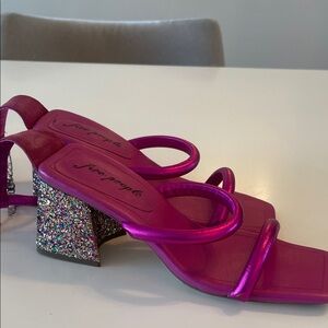 Free People Fuchsia Heels with Glitter Block